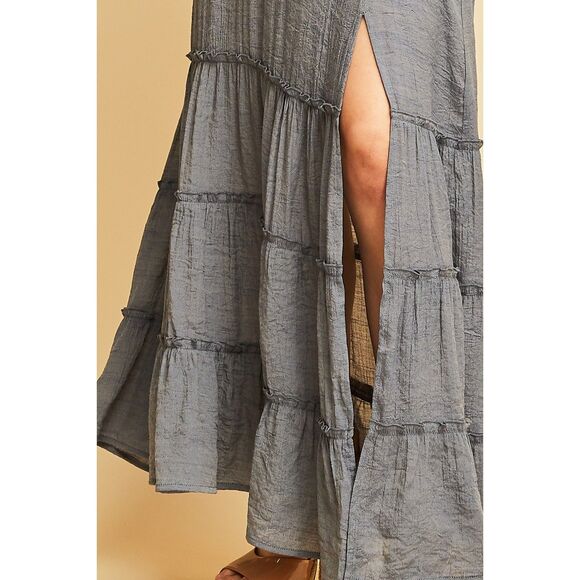 Long Tiered Maxi Sundress in Denim Color by Entro - Picture 8 of 8